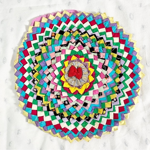 Vintage Handmade Multicolored Arts & Crafts Cottagecore Throw Pillow Covers - Picture 3 of 12